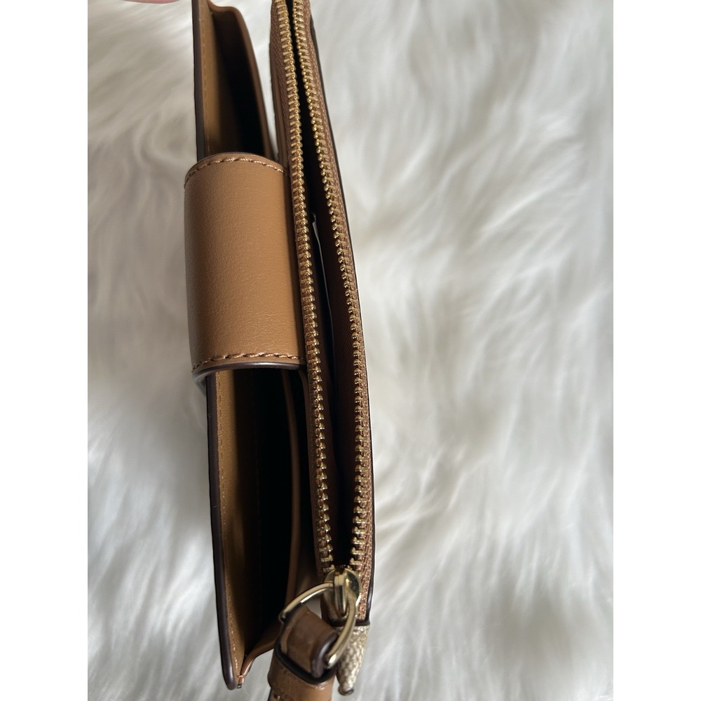 Coach Tech Phone Wallet Khaki Saddle Signature Canvas C2874 NWT - Picture 6 of 6